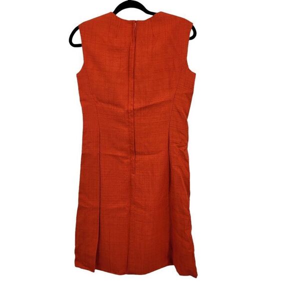 70's Dress House Of Lords Handmade Hostess Sleeveless Sheath Pockets Orange Sz S - Picture 9 of 12